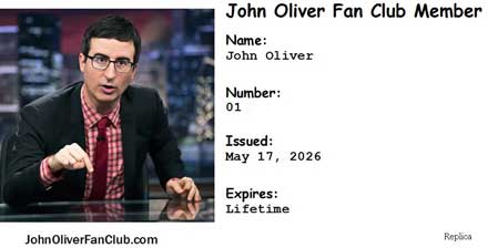 John Oliver Member Card Replica